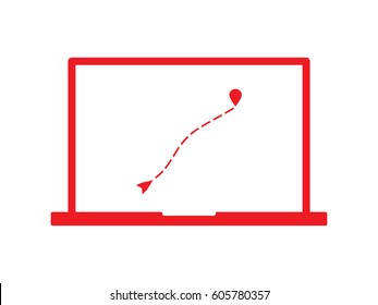 laptop, navigation, pointer, icon, vector illustration eps10