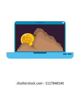 laptop with nem money in mountain mining