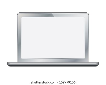 laptop (netbook) color chrome with white blank screen. vector illustration. vector eps10