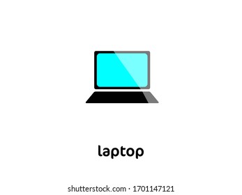 Laptop netbook smart icon vector black with turquoise screen. simple isolated on white background design element for web infographic. 
