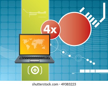 laptop network background blue