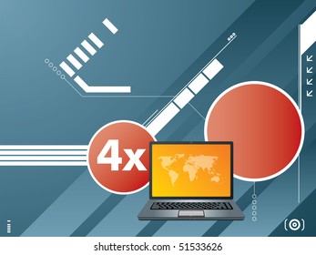  laptop network background blue
