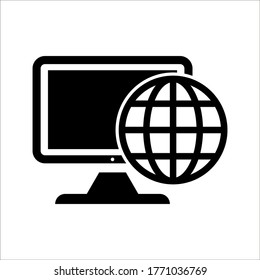 Laptop-Netzwerkverbindungssymbol auf weißem Hintergrund