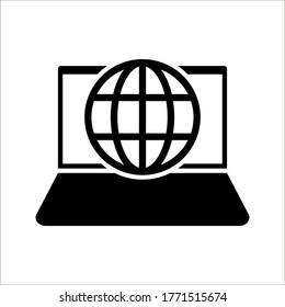 Laptop-Netzwerkverbindungssymbol auf weißem Hintergrund
