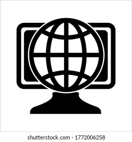 Laptop network connection icon on white background