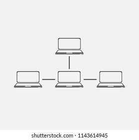 Laptop network icon . Vector