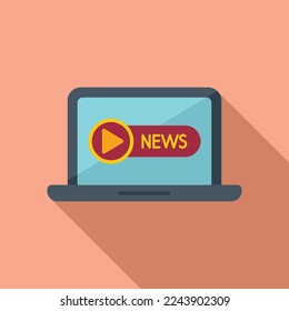 Vector plano de icono de noticias de portátiles. Presione la cámara. Libertad de película