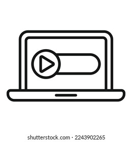 Laptop news icon outline vector. Camera press. Film freedom