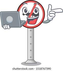 With laptop no honking isolatede with the cartoon