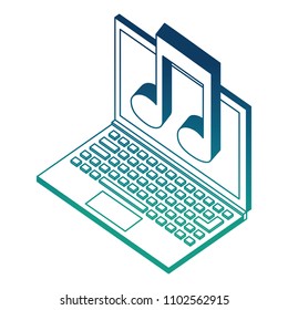 laptop and note music isometric design
