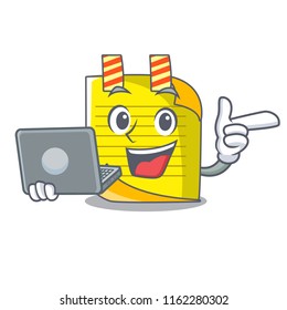 With laptop note paper character cartoon