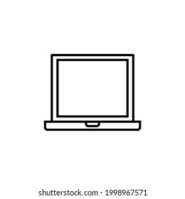 Laptop or notebook black line icon. Simple computer symbol. Isolated on white background. Flat style design illustration. Suitable web design, mobile app, template ui. White background. Vector EPS 10