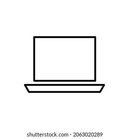 Laptop or notebook black outline icon. Computer Concept. Simple computer symbol. Isolated. Flat style design illustration. Suitable web design, mobile app, template ui. White background. Vector EPS 10