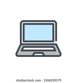 Laptop and Notebook color line icon. Portable personal computer vector outline colorful sign.