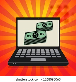 Laptop or notebook computer business concept with text Enter to Win, vector illustration