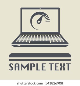 Laptop or notebook computer with Car instruments icon or sign, vector illustration