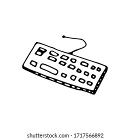 laptop notebook computer cute line art. Hand draw doodle. device. pc