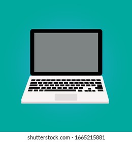Laptop or notebook computer flat icon. Flat icon illustration. Color background. Vector illustration.