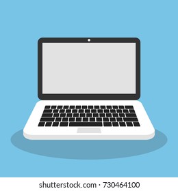 Laptop or notebook computer flat icon. Vector illustration.