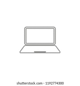 Laptop or notebook computer icon. Dotted outline silhouette with shadow on white background