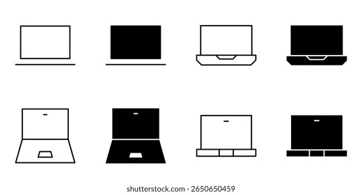 laptop, notebook, computer icon set