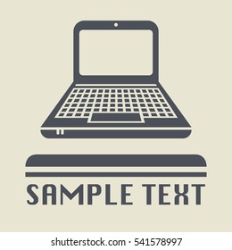 Laptop or notebook computer icon or sign, vector illustration