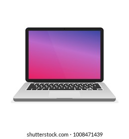 Laptop notebook computer on modern gradient Background. Vector Illustration.
