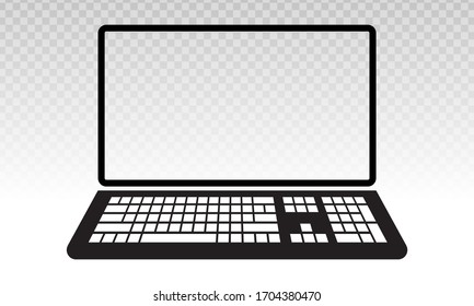 Laptop or notebook computer vector flat icon on a transparent background.