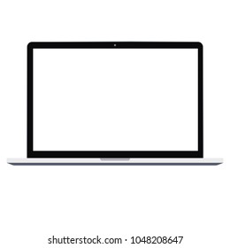 Laptop notebook computer with white empty screen vector icon eps10. Laptop  realistic sign. notebok laptop front view opened screen computer icon.