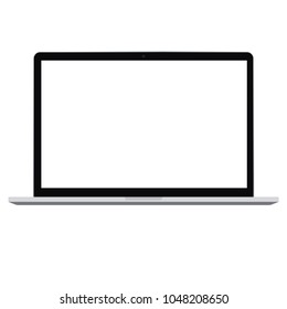 Laptop notebook computer with white empty screen vector icon eps10. Laptop  realistic sign. Notebok laptop computer front view opened screen computer icon.