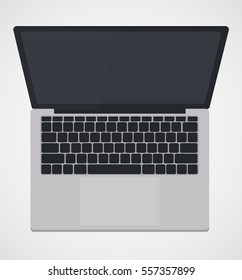Laptop or notebook in a flat design ,Top view ,isolated on white ,Vector illustration