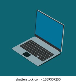 Laptop or notebook flat icon in color background. Flat icon illustration