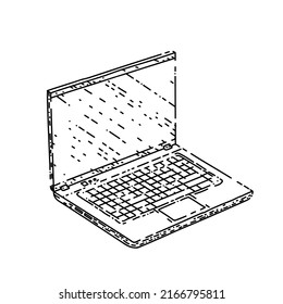 laptop notebook hand drawn vector. pc screen, computer mockup, digital desktop, web display laptop notebook sketch. isolated black illustration