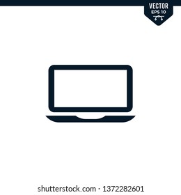 Laptop or notebook icon collection in glyph style, solid color vector