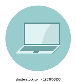 The laptop or notebook icon design with a casual bluish green color displays a youthful and contemporary impression. 