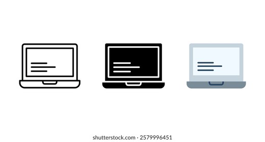 Laptop or notebook icon. Personal computer sign. Portable pc symbol. Screen or display illustration. Office device pictogram.