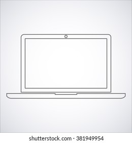 Laptop notebook icon silhouette outline on a white background, vector illustration stylish