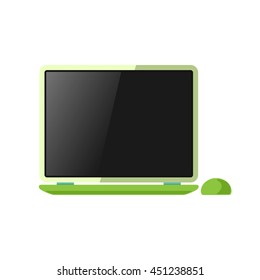 Laptop, Notebook with a Mouse Isolated on White Background,  Vector Illustration 