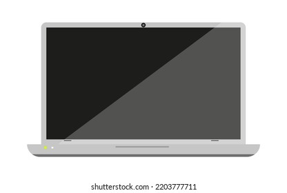 Laptop notebook open layout blank screen flat. Concept mockup desktop gadget freelance game mobile portable computer display template personal metal icon ads technique repair service software isolated