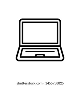Laptop notebook pc black and white icon, simple outline drawing. Editable stroke flat style trend modern logo graphic line art design isolated on white background.