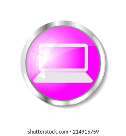 Laptop or notebook  pink  button or icon vector illustration