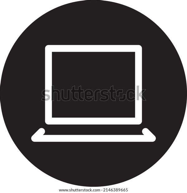 Laptop, notebook, screen icon or\
illustration vector graphic with fill style, rounded, circle,\
black, white. suitable for ui, ux, web, logo and\
business.