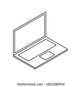 portátil portátil único icono aislado con estilo de línea o contorno y forma isométrica