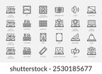 Laptop or Notebook Specifications Vector Icon Set in Outline Style