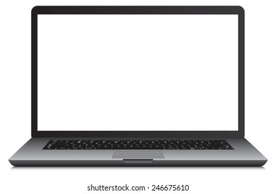Laptop, Notebook oder Ultrabook mit dünnem Körper einzeln auf weißem Hintergrund mit leerem Bildschirm. Vektorgrafik.