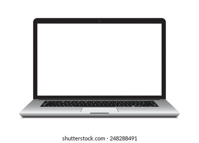 Laptop, notebook with thin body isolated on  white background with blank screen. Vector Illustration