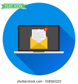 Laptop, notebook, vector image of letters, laptop illustration. Flat note book design, vector. 