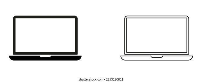 Laptop or notebook for web or app design. Screen, pc, computer. Vector icon on white background.