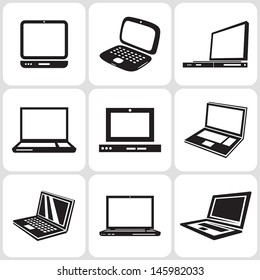 laptop notebooks icons set