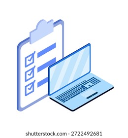 laptop with notes of money. Icon saving or accumulation of money, investment. Icon piggy bank in a isometric style. illustrator vector.
